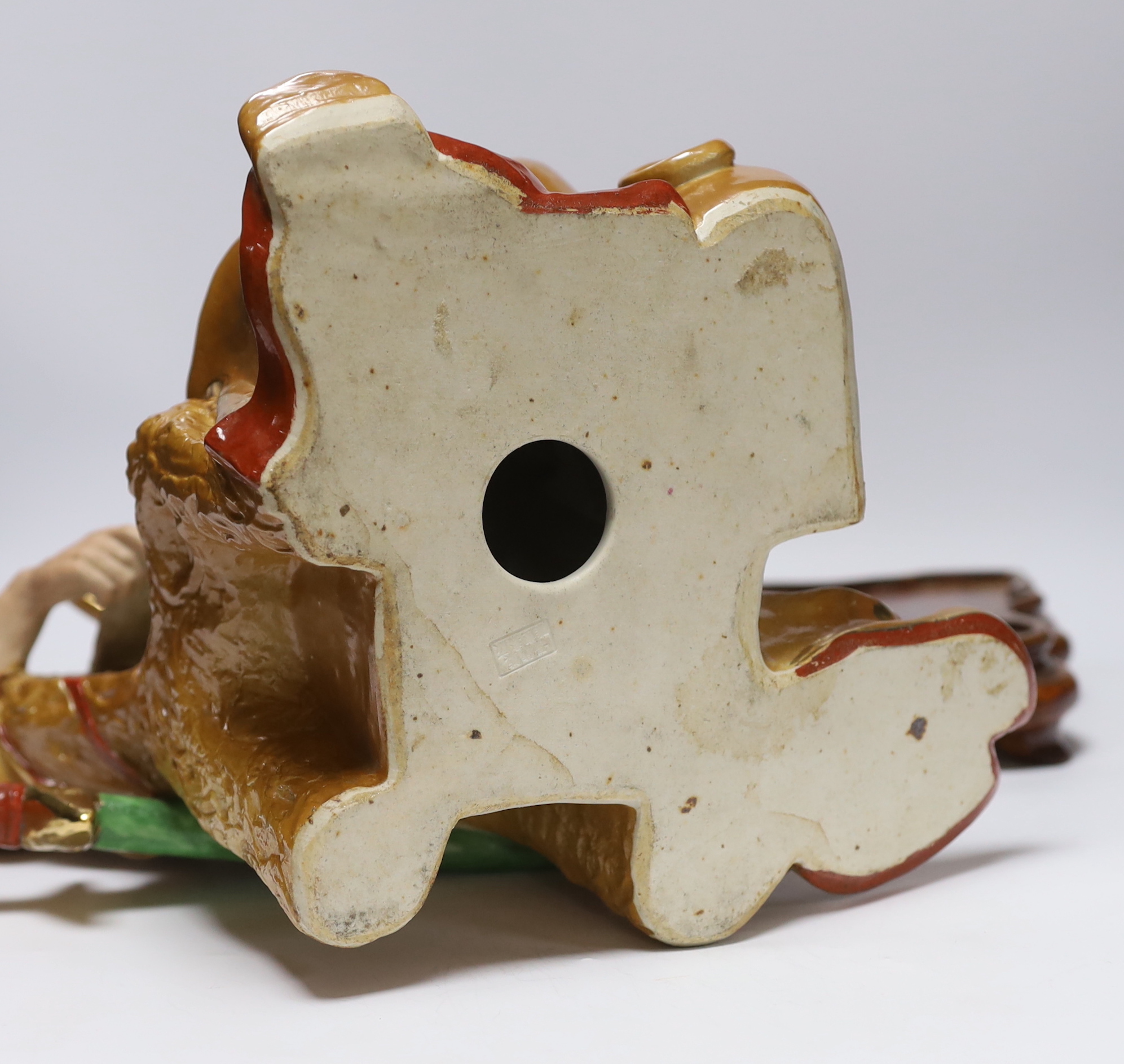 A Chinese enamelled porcelain figure of Li Bai on stand, third quarter 20th century, 39cm high